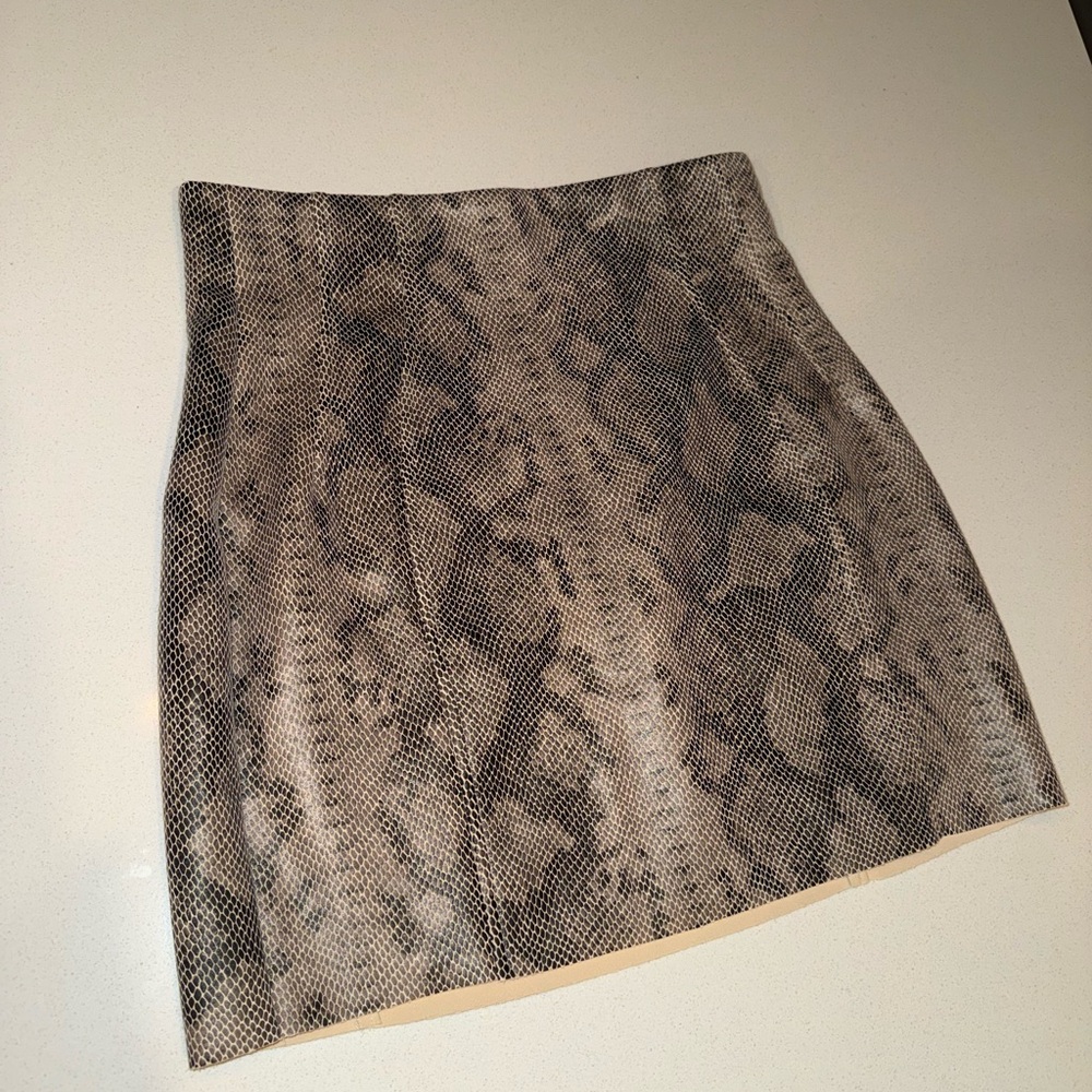 Zara Snake Print Mini Skirt in Beige and Black